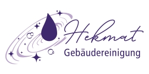 Logo Hekmat Gebaeudereinigung mit einem Lila Schriftzug.