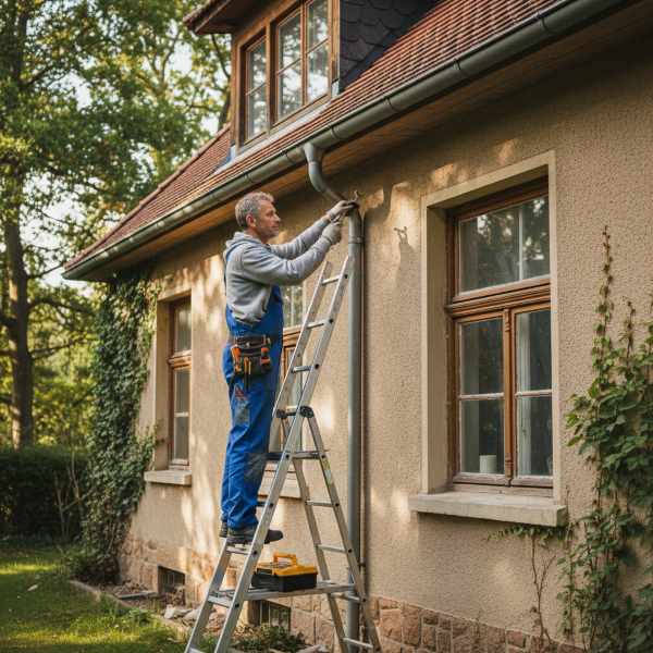 Hausmeister bei Reparaturarbeiten am Haus.